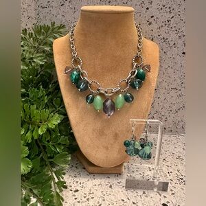 Green & blue bead necklace set